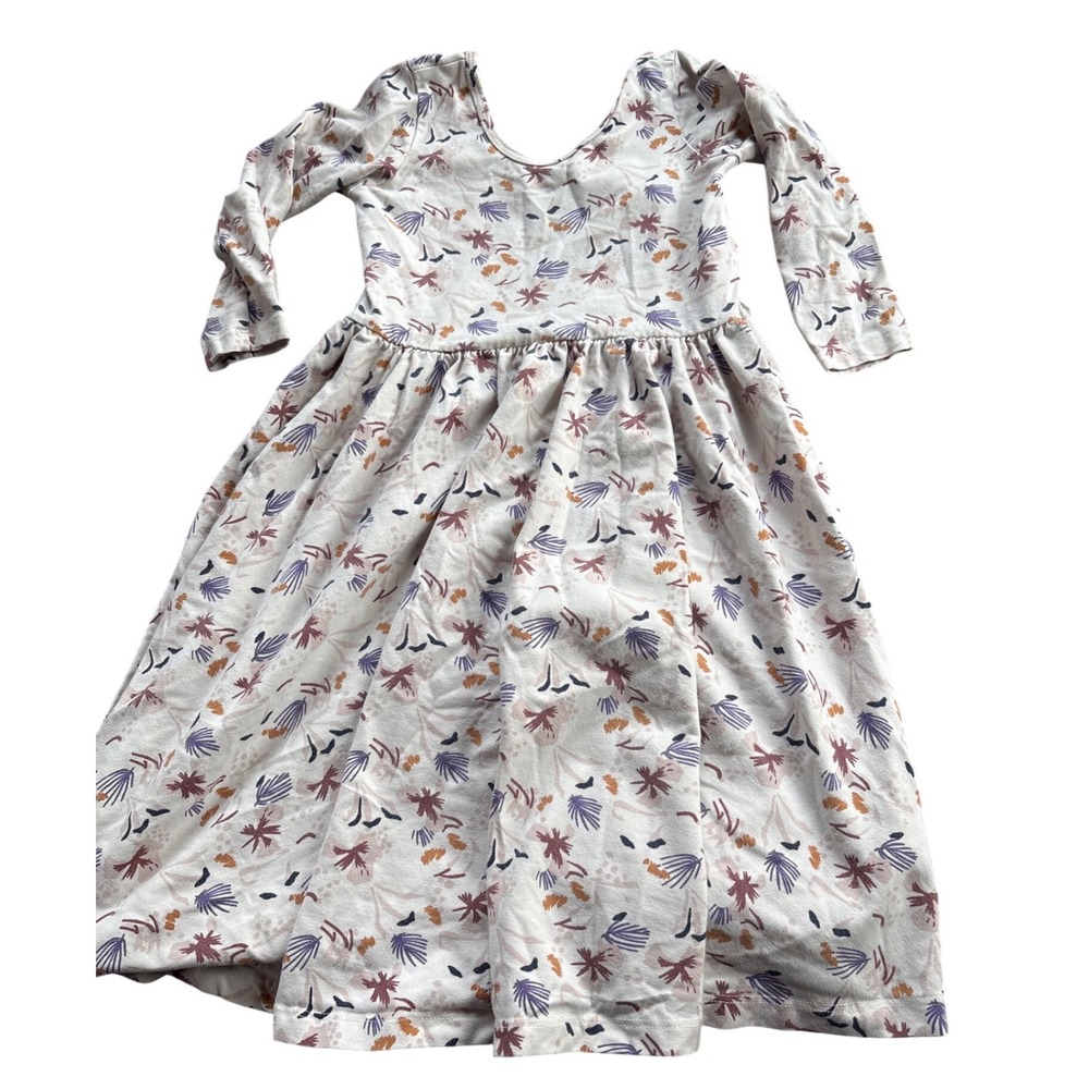 Alice + Ames Girls Size 7 Long Sleeve Ballet Dress Abstract Floral Cream Mauve